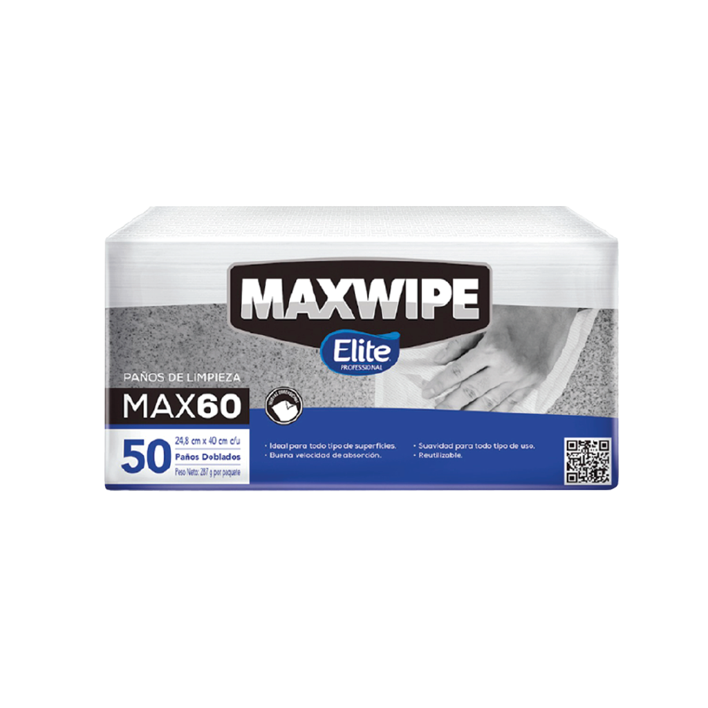 Paño de limpieza MAX60 Doblado en 4  Maxwipe 50 unidades